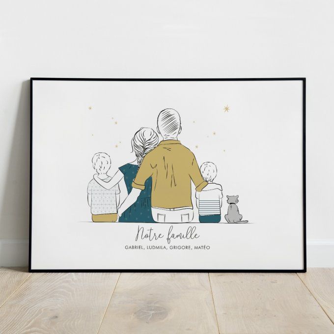 Famille parents, 2 garçons & chat