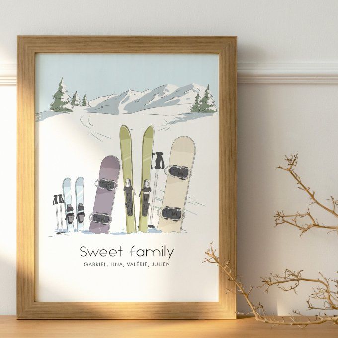 Affiche personnalisée skis & snowboard