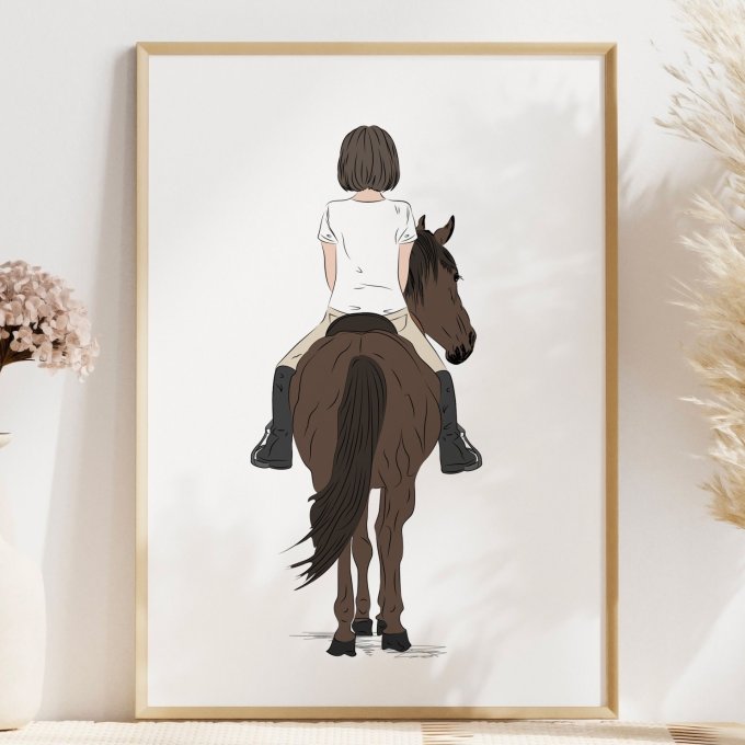 Cavalière sur cheval - Couleurs - Fichier numérique