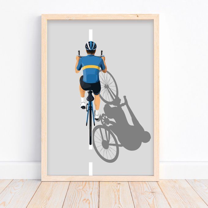 Affiche illustrée cycliste | Poster homme sur vélo