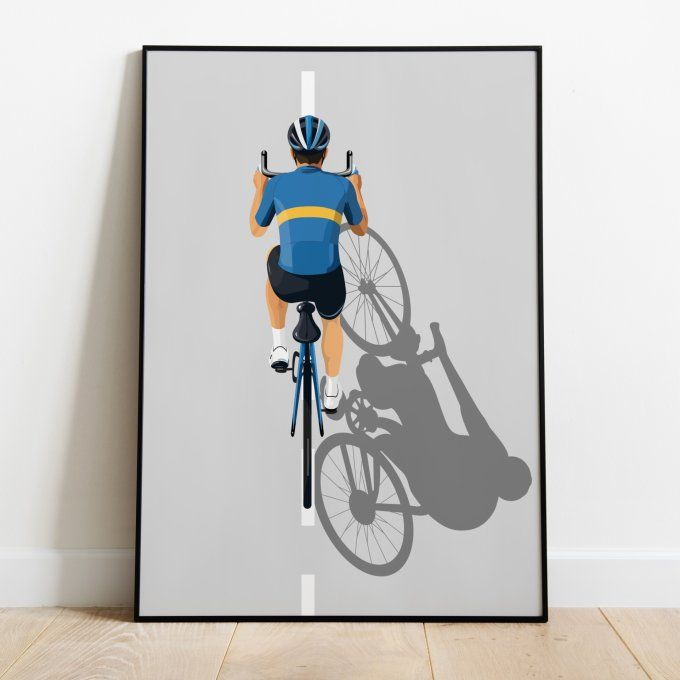 Affiche illustrée cycliste | Poster homme sur vélo