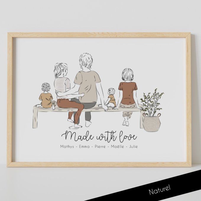 Famille assise sur banc