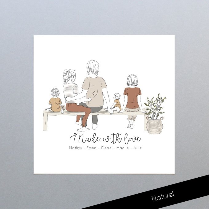 Famille sur banc - 70 exemplaires
