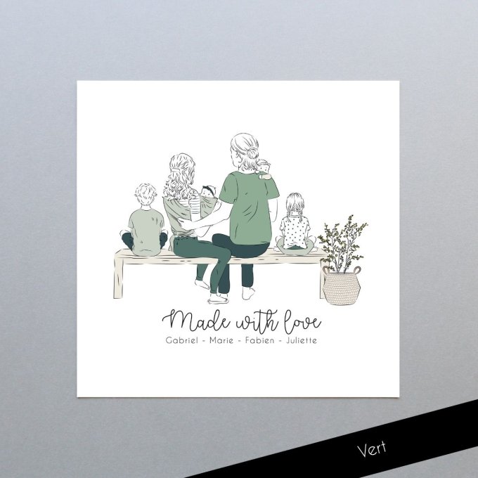 Famille sur banc - 70 exemplaires