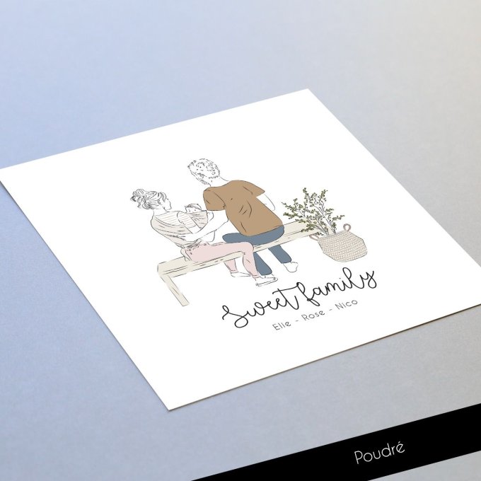 Famille sur banc - 70 exemplaires