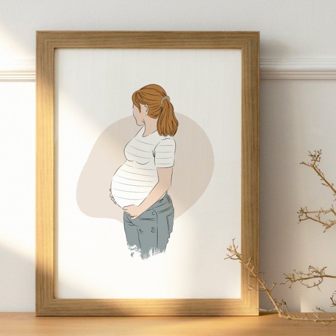Affiche "Annonce de grossesse - Femme enceinte"