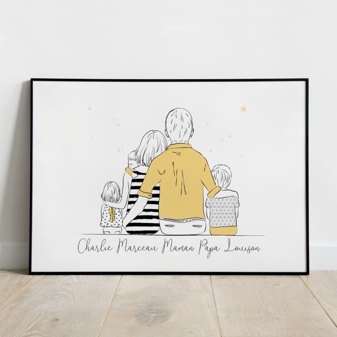 Famille parents, petite fille, bébé & garçon