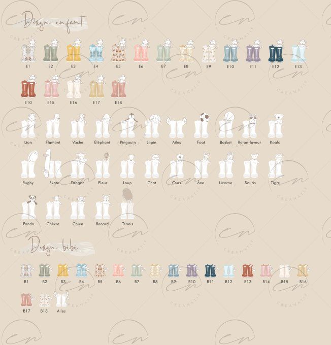 Famille bottes - Aplats de couleurs