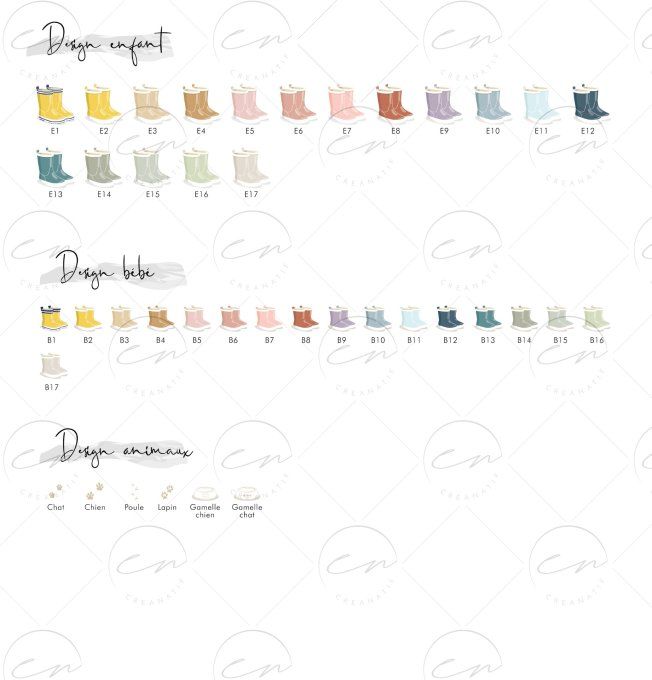 Famille bottes de pluie de biais