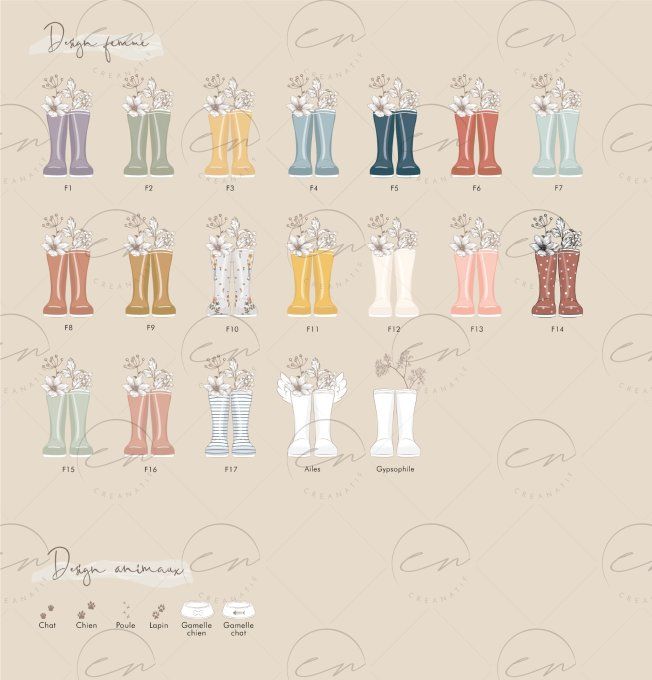 Famille bottes - Aplats de couleurs