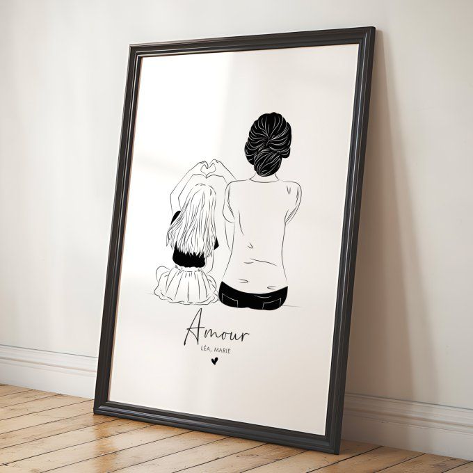 Affiche personnalisée "Mère et fille" - Noir & Blanc